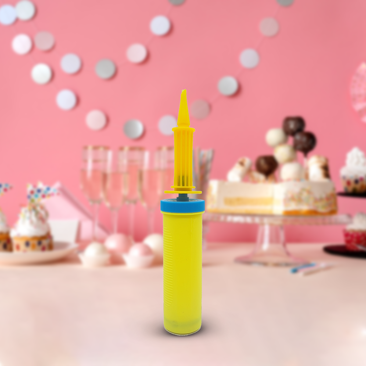 Yellow Hand-held Plastic Balloon Pump