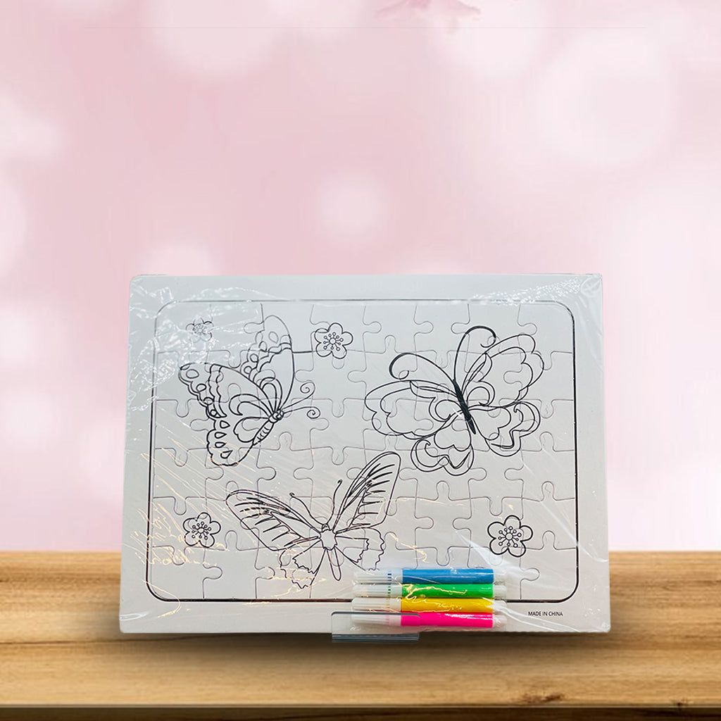Flutterby JIgsaw Coloring Kit with Markers